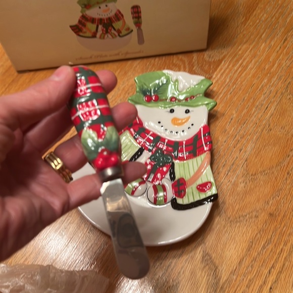 Fitz and Floyd snowman dip plate + spreader - Picture 8 of 12